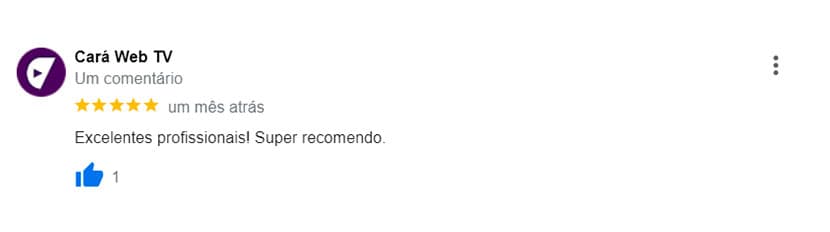 Avaliação feita por um de nossos clientes no Google