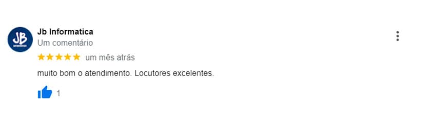 Avaliação feita por um de nossos clientes no Google