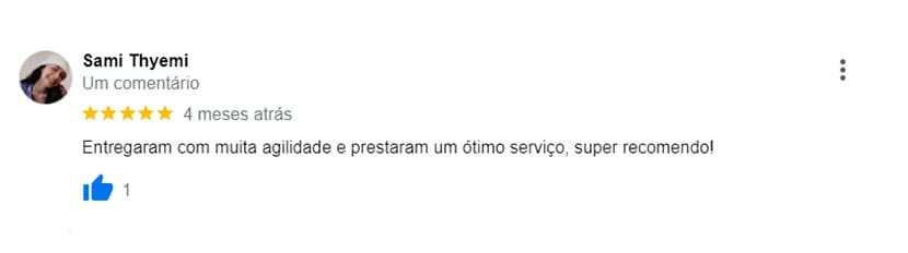 Avaliação feita por um de nossos clientes no Google