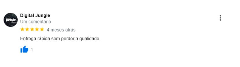 Avaliação feita por um de nossos clientes no Google
