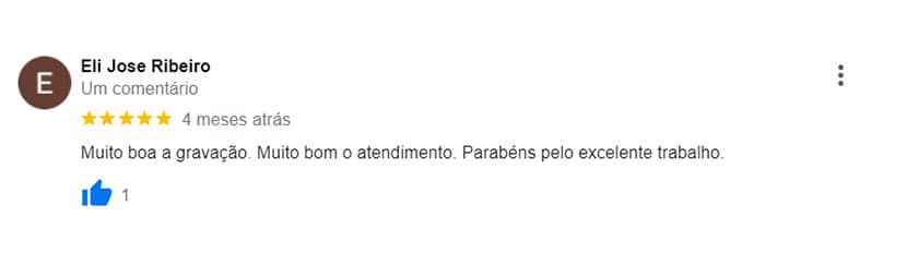 Avaliação feita por um de nossos clientes no Google