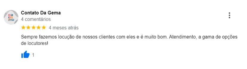 Avaliação feita por um de nossos clientes no Google